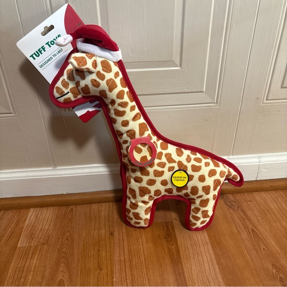 Jmle Tuff Long Body 🦒 Giraffe With Hat 16”  Very Durable Dog Toy With Squeaker - Picture 2 of 5